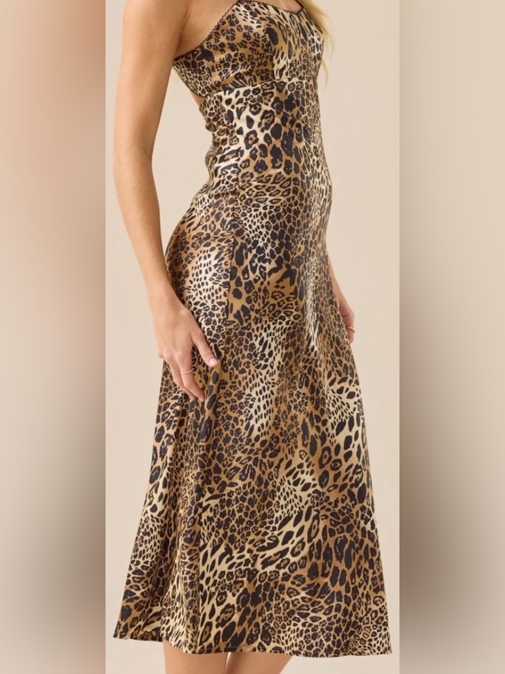 Altar'd State Leopard Print Slip Midi Dress - Brown/Black